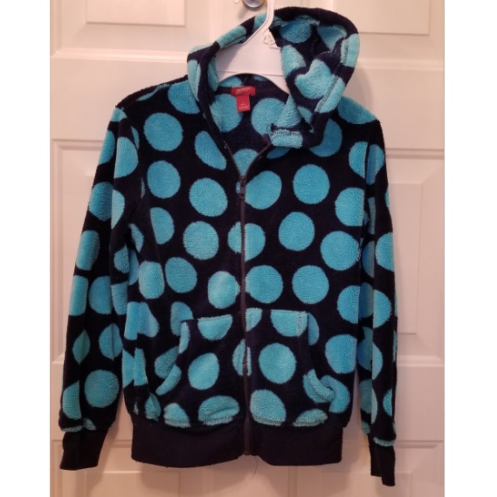 Girls Navy & Aqua Blue zippered hoodie Sz 10/12